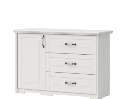 Comoda cu 1 usa si 3 sertare EVERGREEN 131x88x48cm ivory/ pin polar