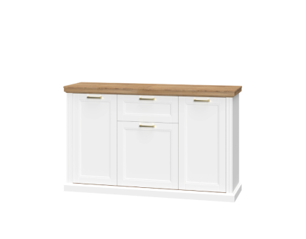 Comoda cu 3 usi si 1 sertar TARA WHITE 167x102x48cm alb/ Nuc Pacific