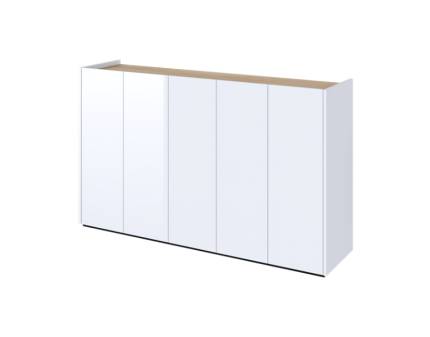 Comoda EASY EA-01 cu 5 usi 156x95x40cm alb lucios/ stejar 