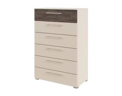 Comoda cu 6 sertare LUANA 80x119x42cm champagne/ Atlantic Dark, manere champagne 