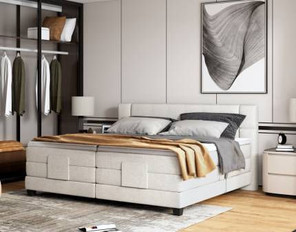 Pat Boxspring cu reglaj electric si topper integrat REY 140/ 160/ 180cm personalizabil