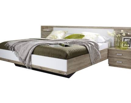 Cadru pat cu 2 noptiere incorporate GANDRA (180x200cm) sanremo/ alb alpin