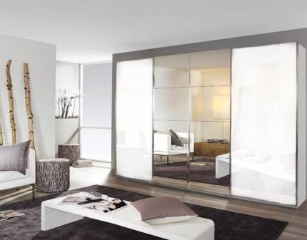 Dulap alb lucios/oglinda 316x230x62cm SYNCRONO