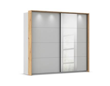 Dulap cu usi glisante CREDO 226x210x62cm silk grey / stejar Artisan - oglinda