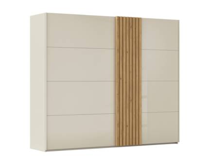 Dulap cu usi glisante TEGIO 262x223x69cm champagne mat/ sticla champagne - stejar Wild