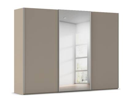 Dulap cu usi glisante TARO 301x223x69cm fango/ oglinda, maner aluminiu