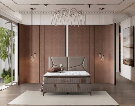 Pat tapitat cu saltea si spatiu pentru depozitare LISBON (160x200cm) 