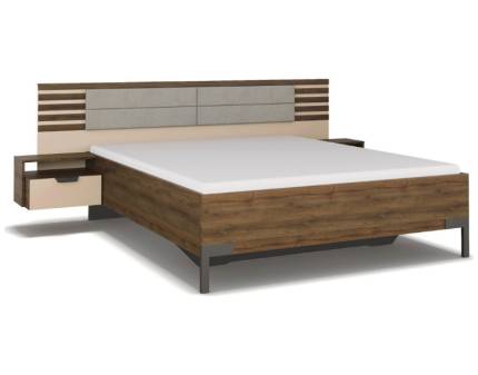 Cadru pat cu noptiere incorporate BAREA (160x200cm) champagne/ stejar Atlantic dark 