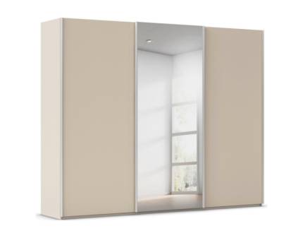 Dulap cu usi glisante TARO 242x223x69cm champagne/ oglinda, maner aluminiu 