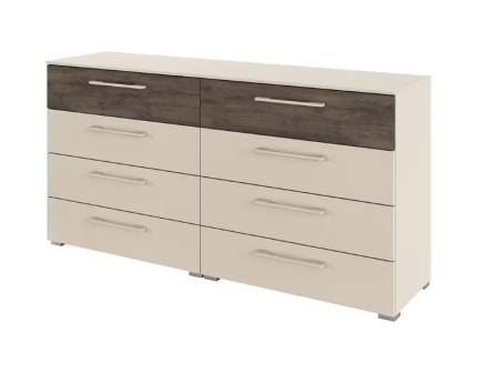 Comoda cu 8 sertare LUANA 160x81x42cm champagne/ Atlantic Dark, manere champagne 