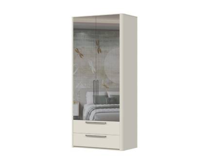 Dulap cu 2 usi cu balamale si 2 sertare AIR 100x225x56cm Pepper White/ oglinda, manere antracit