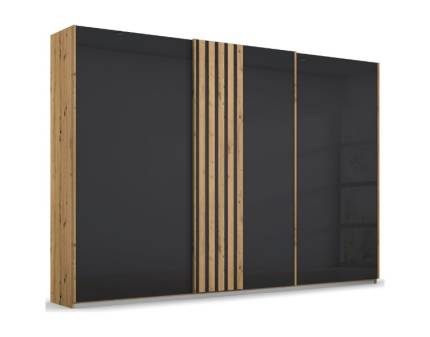 Dulap cu usi glisante MOSBACH 271x210x62cm stejar Artisan/ sticla basalt