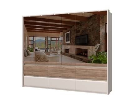 Dulap cu 6 usi si 6 sertare INVICTUS 277x226x60cm casmir/ stejar tabac - oglinda