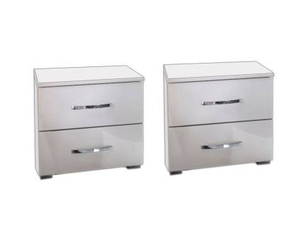 Set 2 noptiere cu 2 sertare ADITIO 40x42x42cm alb alpin/ alb lucios