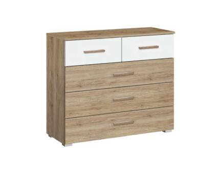 Comoda cu 5 sertare BARCELONA 93x81x42cm sanremo/ alb alpin 