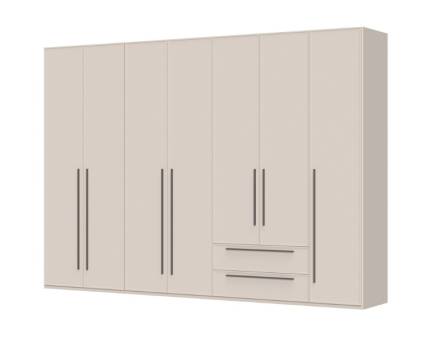 Dulap cu 7 usi si 2 sertare OPERA 317x224x56cm casmir, manere maro