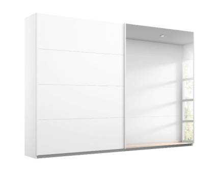 Dulap cu usi glisante MEMPHIS 271x210x62cm alb alpin/ oglinda, maner aluminiu