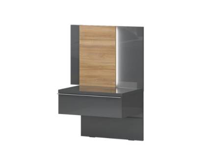 Noptiera cu 1 sertar ONYX 56x43x40cm antracit lucios/ nuc Pacific, maner crom