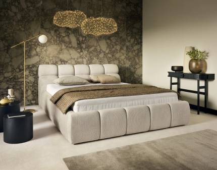 Pat tapitat cu somiera si spatiu pentru depozitare GIULIA 140/ 160/ 180cm personalizabil