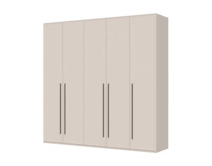 Dulap cu 5 usi cu balamale OPERA 227x224x56cm casmir, manere maro