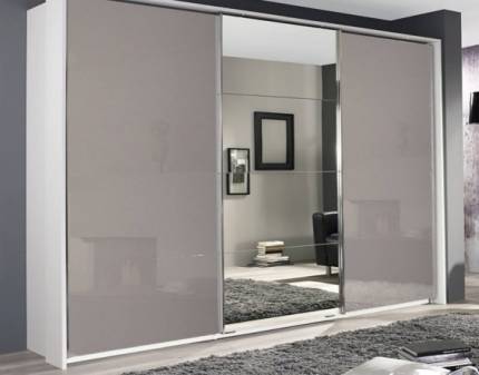 Dulap alb alpin/sticla fango-oglinda 271x210x62cm KULMBACH 