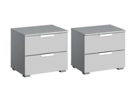 Set 2 noptiere cu 2 sertare ADITIO 47x43x42cm silk grey