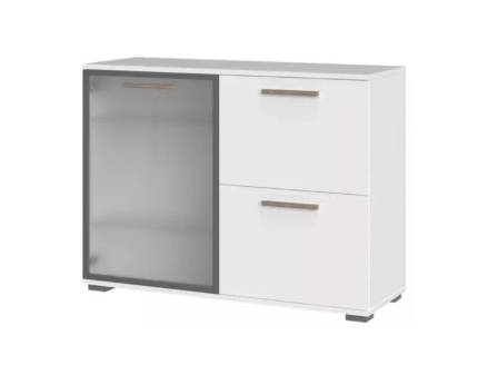 Comoda cu 1 usa din sticla si 2 usi mate C8 ALL ROOM CONCEPT 111x83x40cm configurabila