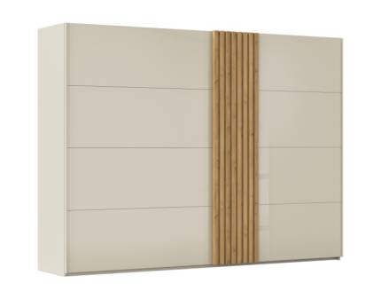 Dulap cu usi glisante TEGIO 301x223x69cm champagne mat/ sticla champagne - stejar Wild