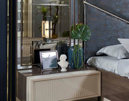 Noptiera cu 1 sertar cu deschidere push-on VALENTINA 68x137x48cm premium cu design luxury