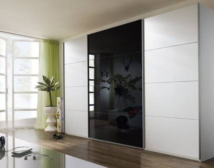 Dulap alb alpin/sticla basalt 271x210x62cm KULMBACH