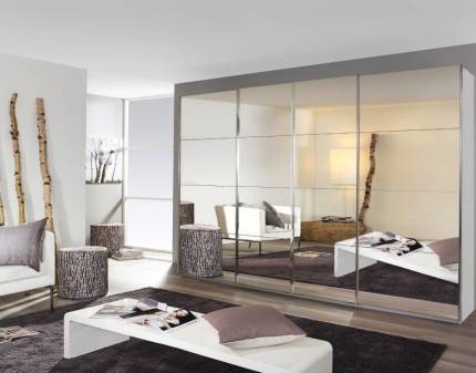 Dulap alb alpin/4 usi oglinda 271x230x62cm SYNCRONO