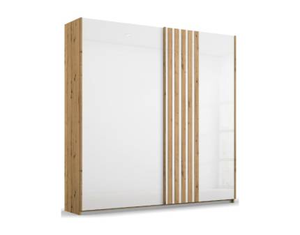 Dulap cu usi glisante MOSBACH 181x210x62cm stejar Artisan/ sticla alba 