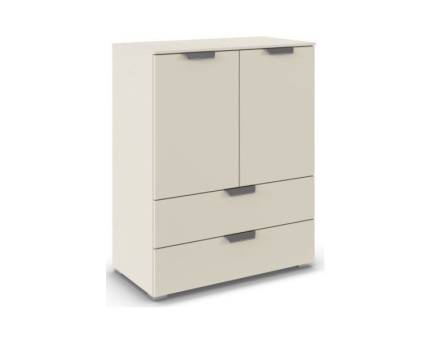 Comoda cu 2 usi si 2 sertare ADITIO 80x100x42cm champagne, manere crom 