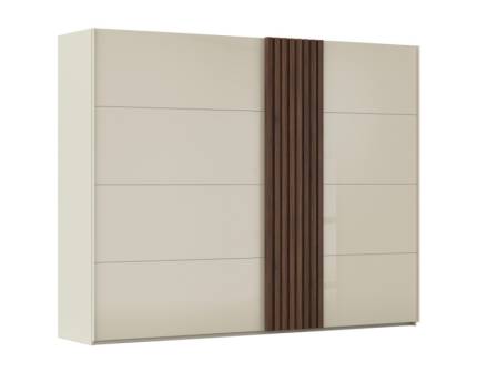 Dulap cu usi glisante TEGIO 281x223x69cm champagne mat/ sticla champagne - Walnut