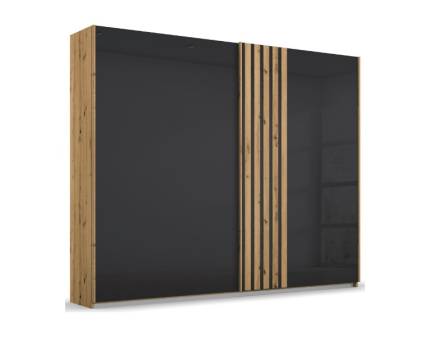 Dulap cu usi glisante MOSBACH 226x210x62cm stejar Artisan/ sticla basalt