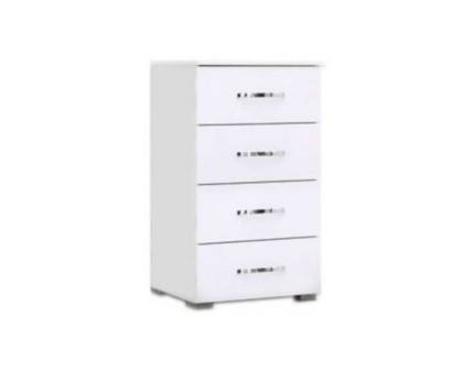 Comoda cu 4 sertare ADITIO 40x81x42cm alb alpin/ alb lucios 