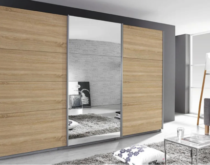 Dulap cu usi glisante KULMBACH 361x229x62cm stejar sonoma/oglinda configurabil