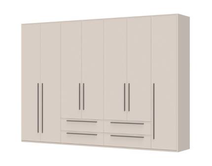 Dulap cu 7 usi si 4 sertare OPERA 317x224x56cm casmir, manere maro