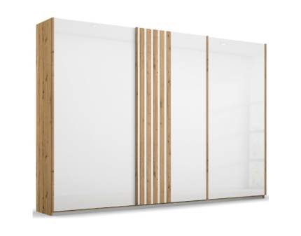 Dulap cu usi glisante MOSBACH 271x210x62cm stejar Artisan/ sticla alba 