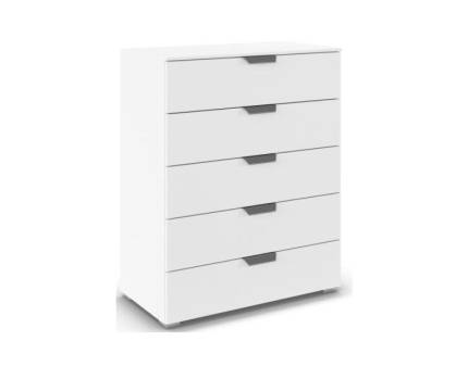 Comoda cu 5 sertare ADITIO 80x100x42cm alb alpin, manere crom 