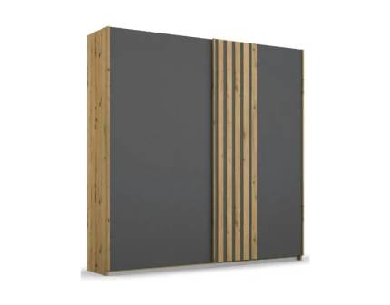 Dulap cu usi glisante MOSBACH 181x210x62cm stejar Artisan/ gri metalic 