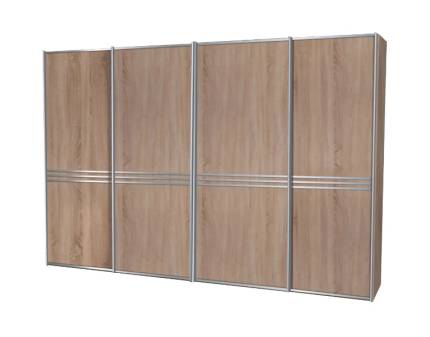 Dulap cu 4 usi glisante 373x240x68cm stejar sonoma, manere crom model 61 SINFONIE PLUS  