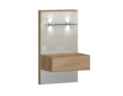 Noptiera dreapta cu 1 sertar cu led GALA 56x100x47cm bej lucios/ nuc Pacific 