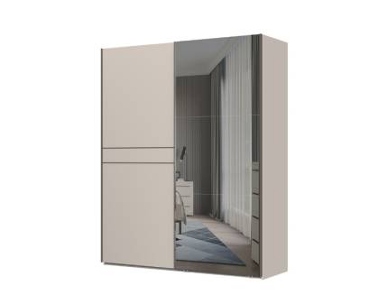 Dulap cu usi glisante OPERA 182x224x61cm casmir/ oglinda, maner maro