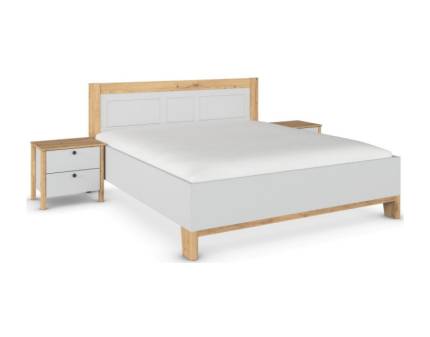 Cadru pat cu noptiere CREDO (160x200cm) silk grey/ stejar Artisan