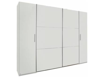 Dulap cu 2 usi cu balamale si 2 usi glisante KRONACH II 269x210x59cm alb alpin/ oglinda 