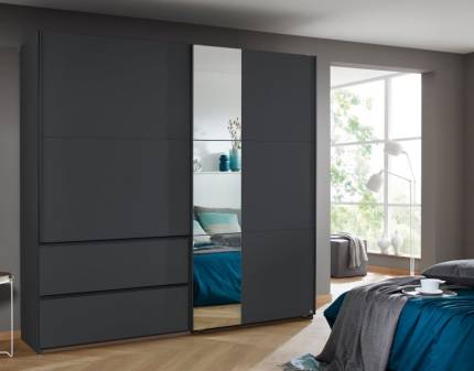 Dulap gri metalic/oglinda 218x210x59cm SEVILLA