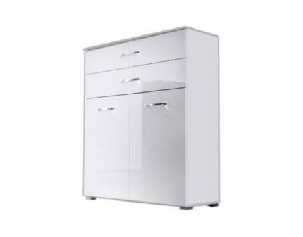 Comoda cu 2 usi si 2 sertare ADITIO 80x100x42cm alb alpin/ alb lucios 