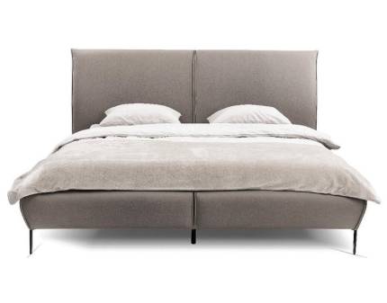 Pat tapitat cu somiera FLORA 140/ 160/ 180cm personalizabil, picioare negre