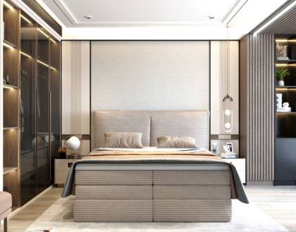 Pat Boxspring cu spatiu pentru depozitare MADDEN 140/ 160/ 180cm personalizabil